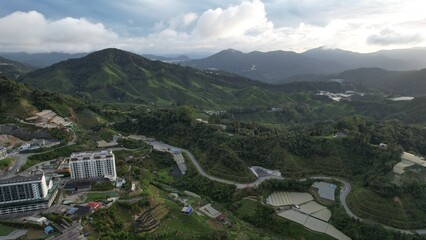 Fototapeta na wymiar General Landscape View of the Brinchang District Within the Cameron Highlands Area of Malaysia