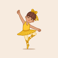 Cute lttle girl ballerina dance color yellow