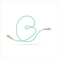 G letter logo made of jumping rope. Vector isolated font app logo, sports and healty design and more