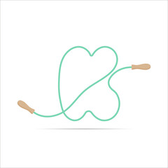 K letter logo made of jumping rope. Vector isolated font app logo, sports and healty design and more