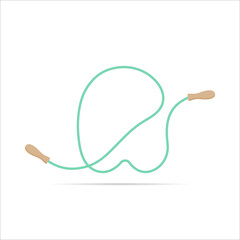 N letter logo made of jumping rope. Vector isolated font app logo, sports and healty design and more