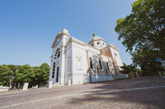 Italy, 2 June 2022. The church of Sant'Antonio di Padova in the center of Predappio in the province of Forli Cesena in Emilia Romagna