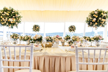 Table set for wedding with a beautiful flowers
