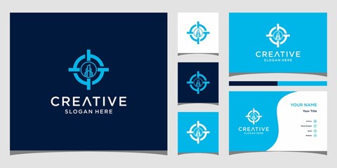 Target building logo designs template. building combined with target sign