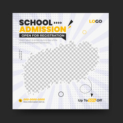 Creative School Admission social media post design vector template