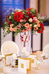 Table set for wedding or another catered event dinner