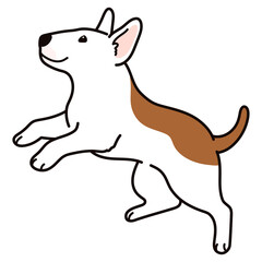 Cute and simple illustration of Bull Terrier Dog jumping