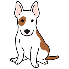 Cute and simple illustration of Bull Terrier Dog sitting in front view