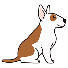 Cute and simple illustration of Bull Terrier Dog sitting in side view