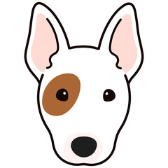 Cute and simple illustration of Bull Terrier Dog front head - obrazy, fototapety, plakaty