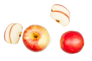 Red apples and slices isolated on a white background