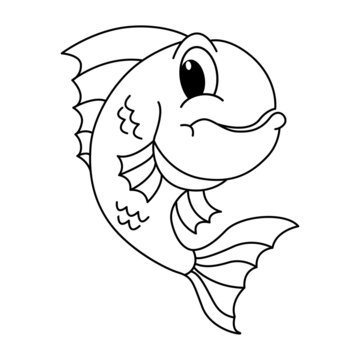 recommend clip art: Piranha fish cartoon coloring page illustration vector. For kids coloring book.