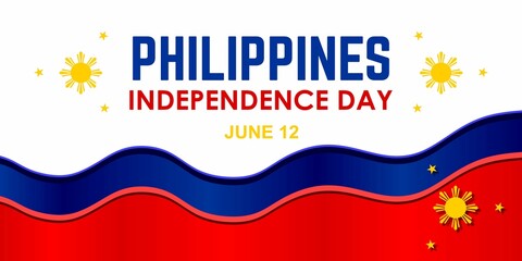 Philippines Independence Day poster with flag theme color vector. on white background. June 12.
