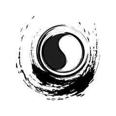 Abstract design of Yin and Yang symbol with brush stroke.