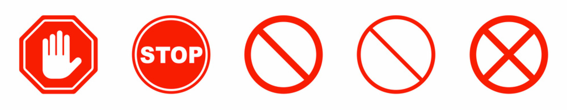Red STOP sign. Set of prohibition sign.Stop symbol. Vector Stop hand sign