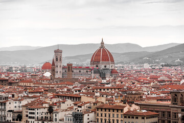 Fototapeta na wymiar The dome of the Santa Maria del Fiore Cathedral, Florence, Italy