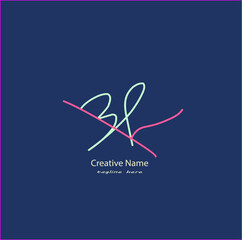 Bk Initial handwriting logo vector design