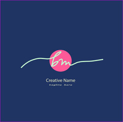 bm Initial handwriting logo vector design