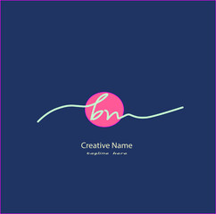 bn Initial handwriting logo vector design
