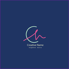 Ch Initial handwriting logo vector design