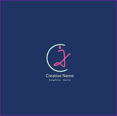 Cj Initial handwriting logo vector design