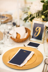 Table set for wedding or another catered event dinner