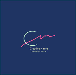 Cm Initial handwriting logo vector design