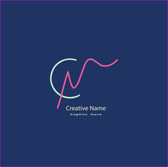 Cn Initial handwriting logo vector design