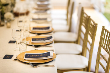 Table set for wedding or another catered event dinner