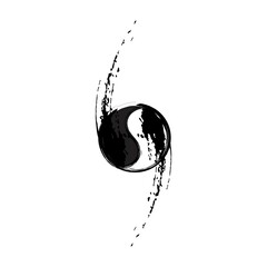 Simple abstract design of Yin and Yang symbol with brush stroke.