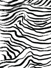Abstract minimal black and white vector hand drawn illustration of wavy lines