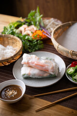 vietnamese spring rolls with ingredients