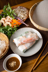 vietnamese spring rolls with ingredients
