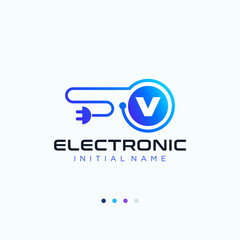 Letter V electronic clean and professional vector logo design