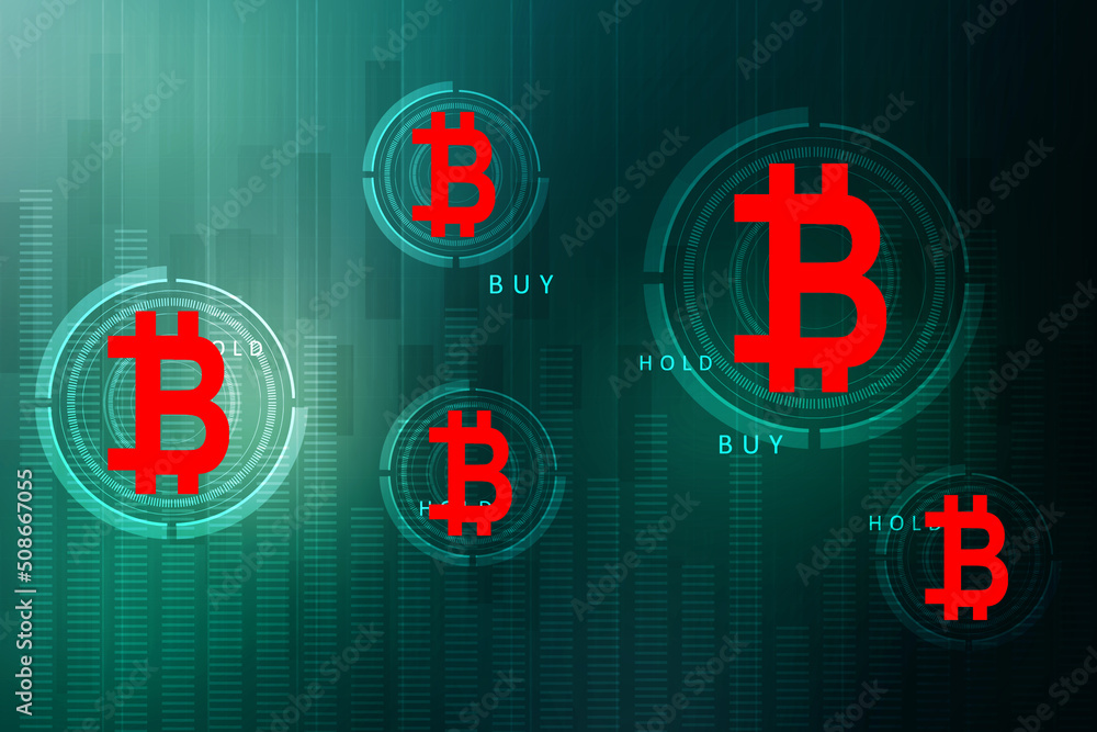 Poster 2d rendering bitcoin sign currency