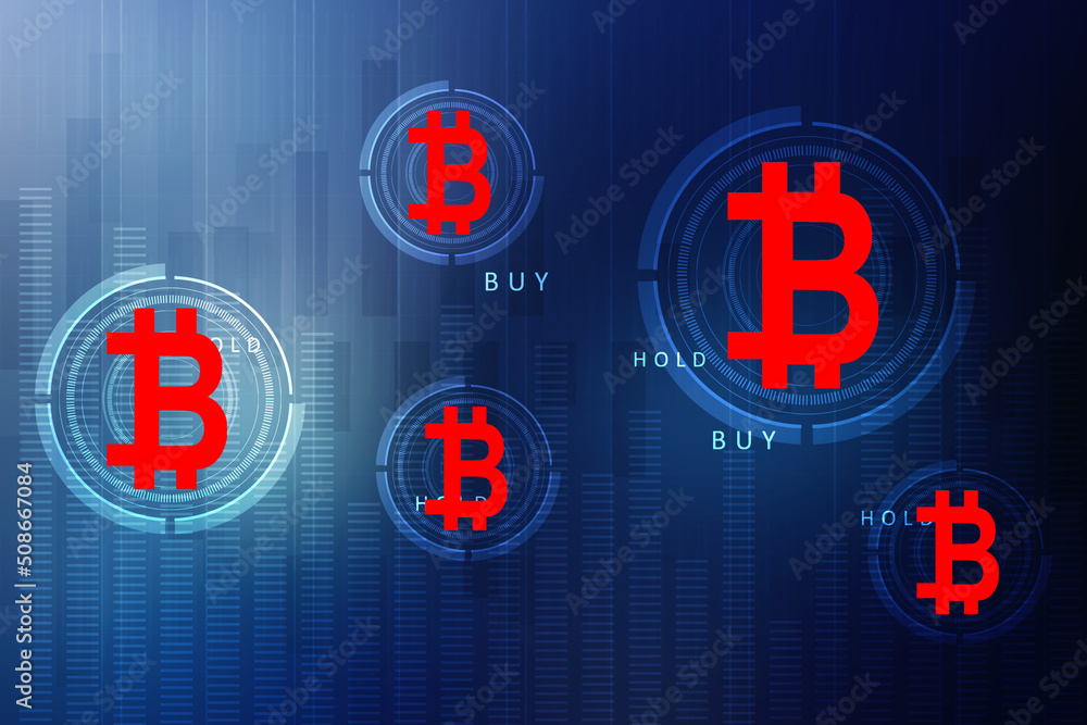 Poster 2d rendering bitcoin sign currency