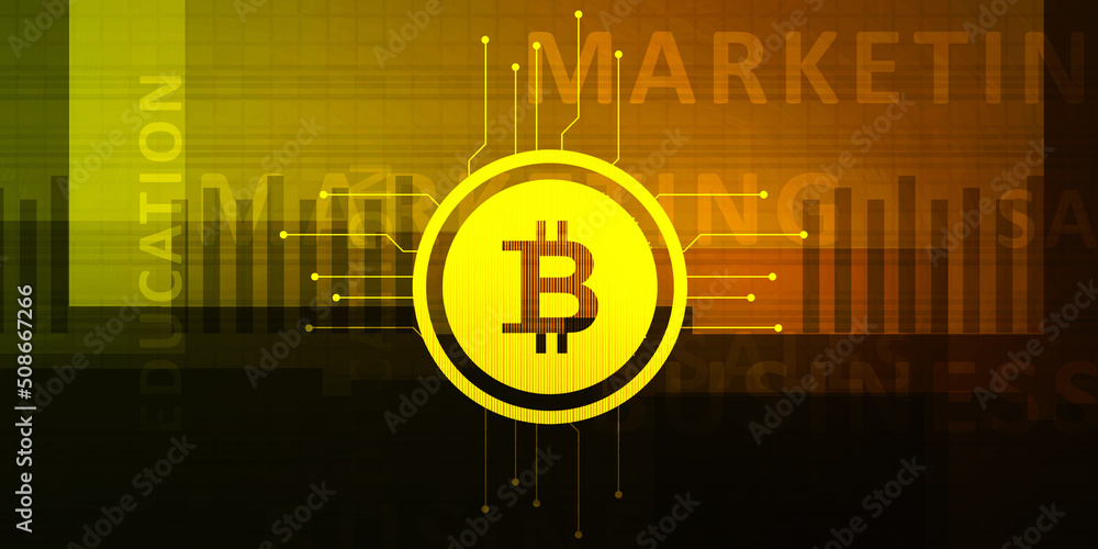 Poster 2d rendering bitcoin sign currency