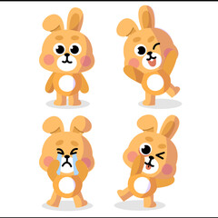 Funny Happy Little Rabbit Bunny Character Design Collection Asset