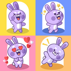 Exciting Energetic Bunny Character Illustration Collection Asset