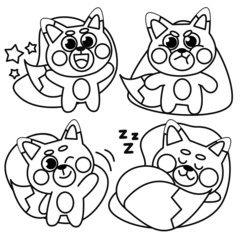 Obraz premium Lovely Playful Red Panda Racoon Mascot Coloring Book Illustrations Asset