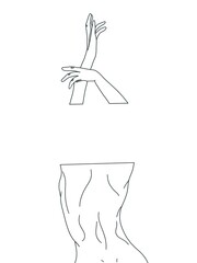 Back view of woman enjoying is drawn in line art style. Printable art.