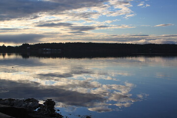 sunrise over calm water - Lysaker