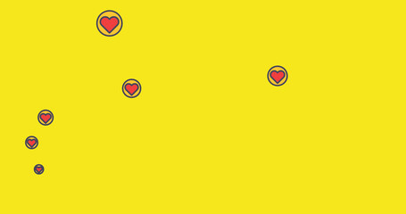 Image of falling emojis over yellow background