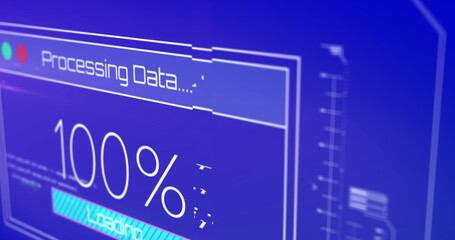 Obraz premium Image of data processing on blue background