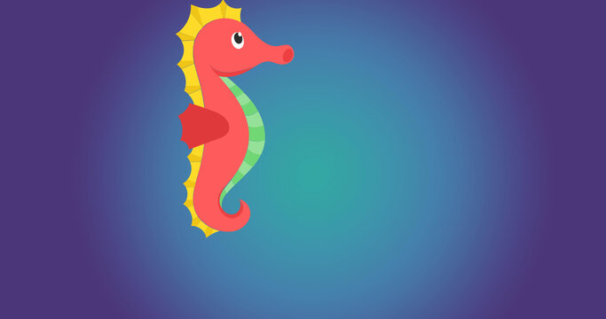 Image of seahorse over blue background