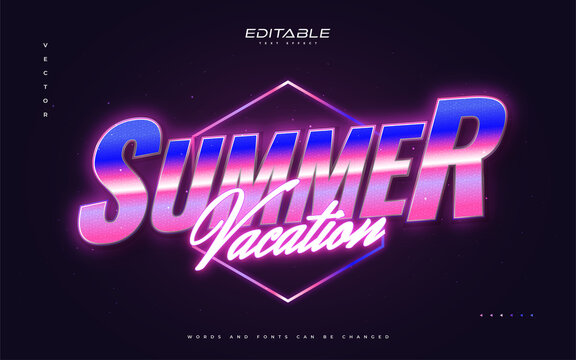 Colorful Retro Text Style with Glowing Neon Effect. Editable Text Style Effect