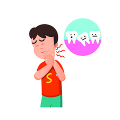 a boy has a problem with his teeth and feels an excruciating toothache