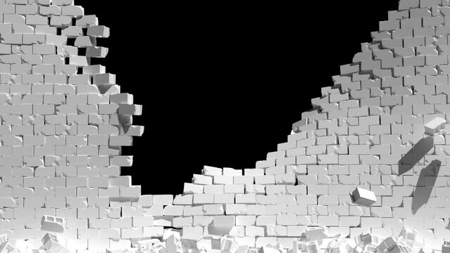 White brick wall exploder 3d style 4k