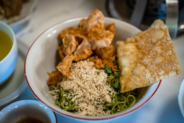 Indonesian Green Noodle with Fried Meatball