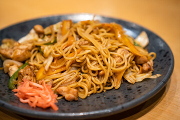 A Plate of Japanese Yakisoba Noodle